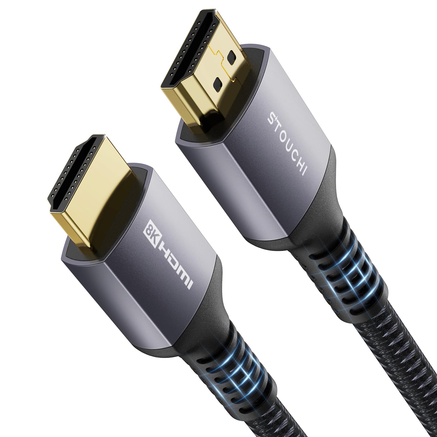 Stouchi HDMI Cable 8FT, 48Gbps Ultra High Speed HDMI® Cables Braided 2.1 Cord, 8K60Hz 4K120Hz 144Hz eARC Dynamic HDR HDCP 2.2&2.3 HDR10  Compatible for PS5, PS4, UHD TV and PC